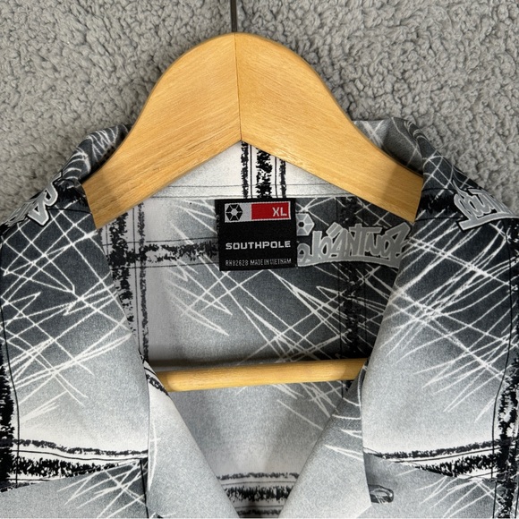 South Pole Shirt Mens Size XL Gray Loose Baggy Button Down Loop Collar Vintage - Picture 11 of 16